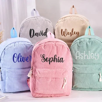Personalised Corduroy Kids Backpack - Pink