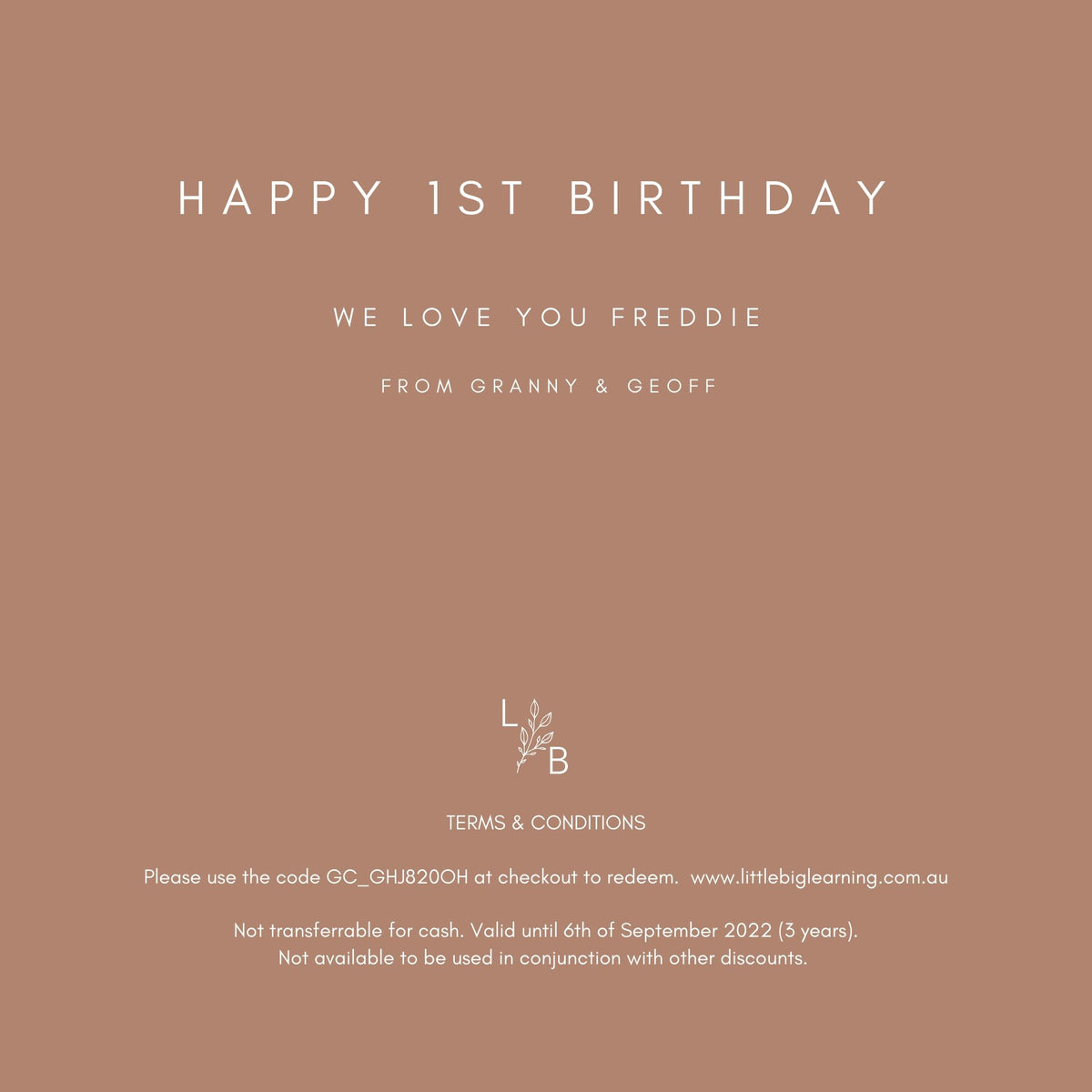 CUSTOM GIFT CERTIFICATE