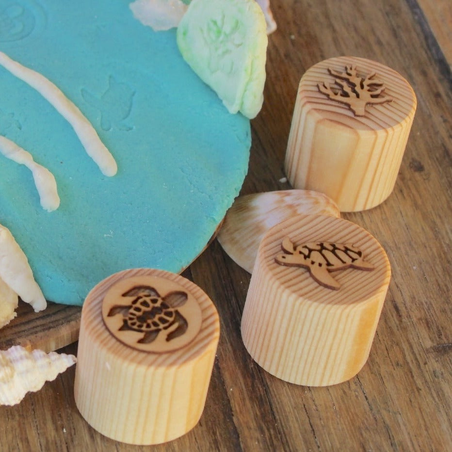 Wooden Play Dough Stamps | Turtle Lifecycle Set