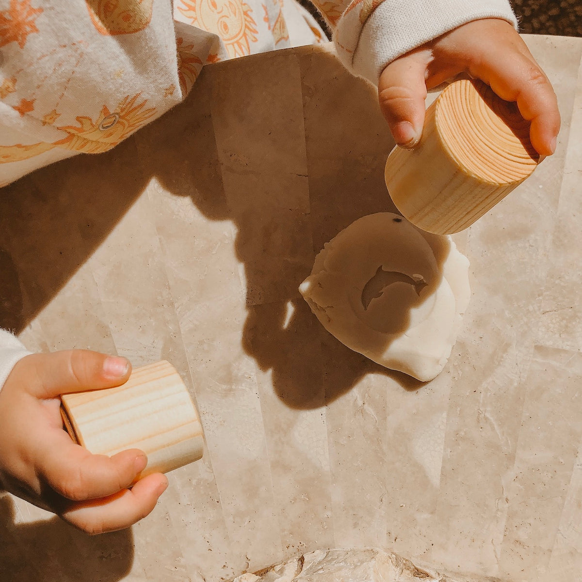 wooden play dough stamp dolphin
