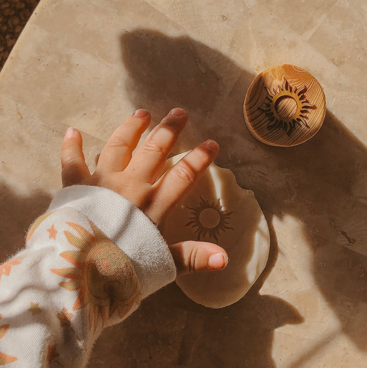 wooden play dough stamps sun