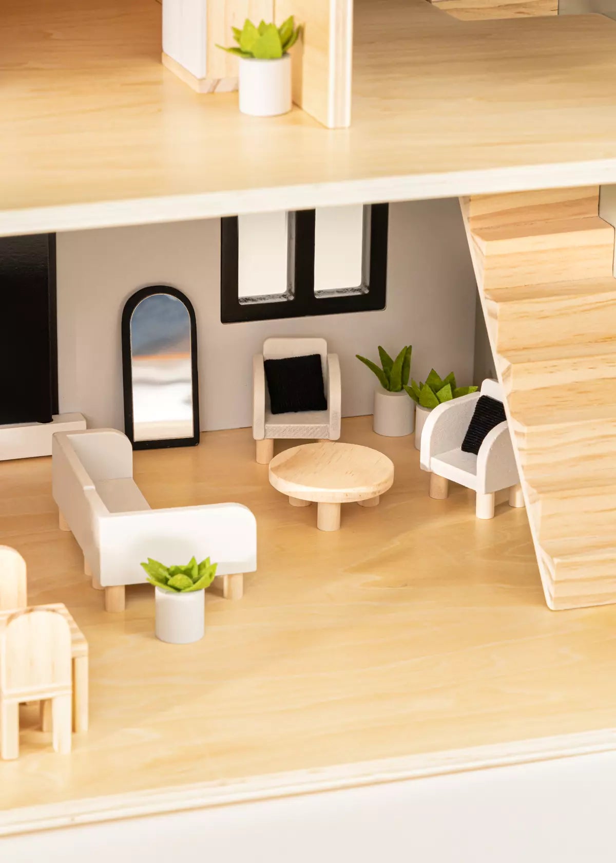 Wooden Doll House Living Room Furniture & Accessories (10 pcs)