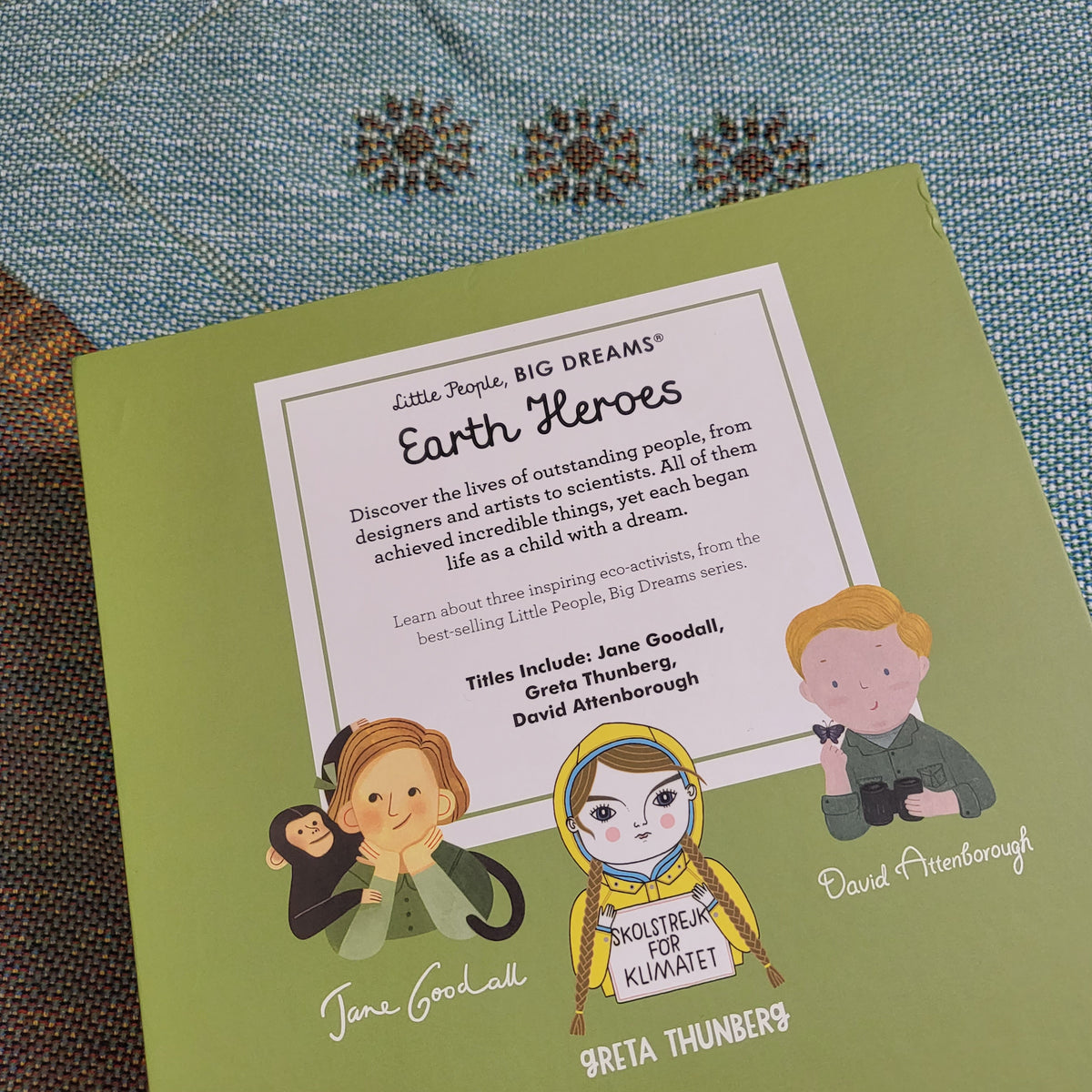 image of back cover of children's gift set collection called Little People, Big Dreams: Earth Heroes. 