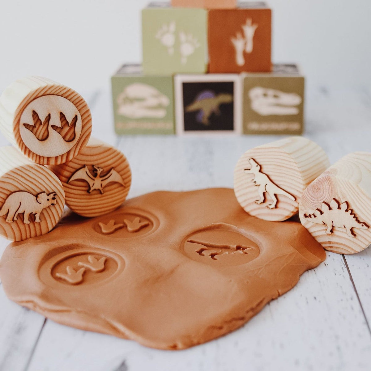 Wooden Play Dough Stamps | Dinosaur Set
