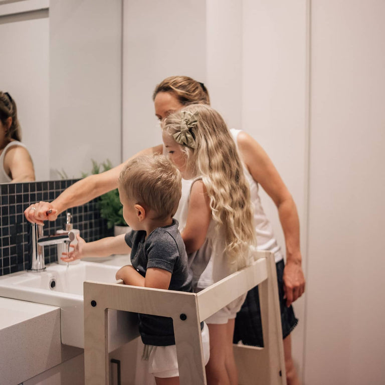 Double Toddler Learning Tower, Adjustable Kitchen Helper & Chalkboard ...